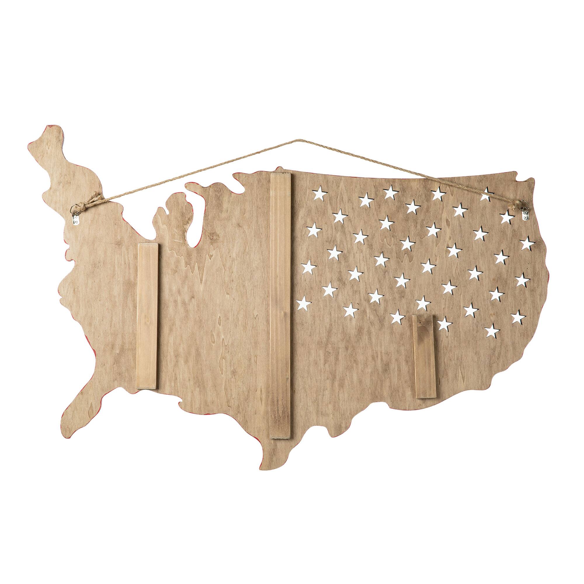 Glitzhome® 32.5" Wooden Patriotic America Map Wall Décor